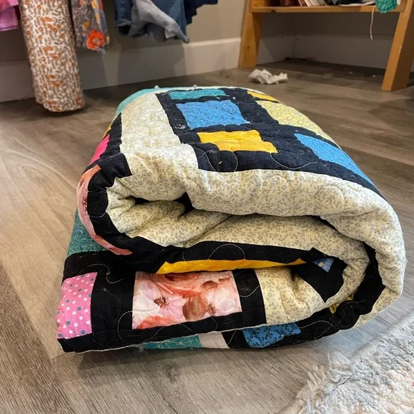 Handmade Colorful “stained glass” Patchwork Quilt - Picture 6 of 7